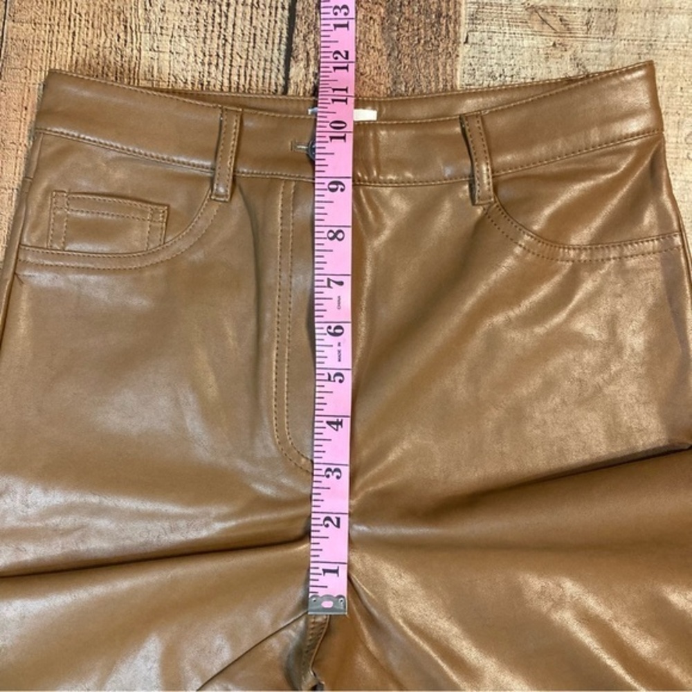 Wilfred Free Aritzia Vegan Leather Skinny Pants Cognac Brown High Waisted Size 2 - Picture 6 of 8